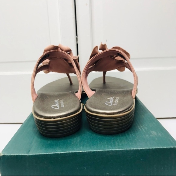 CLARKS Pink Dusk Bamboo Thong Sandals Size 9 - Picture 6 of 8